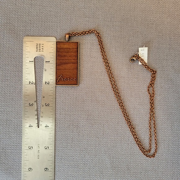 FIERCE  NWT  Copper Wood Pendant Necklace Copper Link Chain USA Handcrafted - Picture 8 of 11